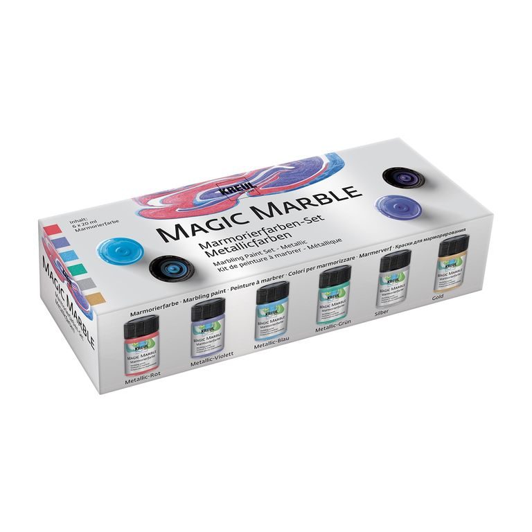 Set vopsea pentru marmorare Magic Marble culori metalice 6x20ml