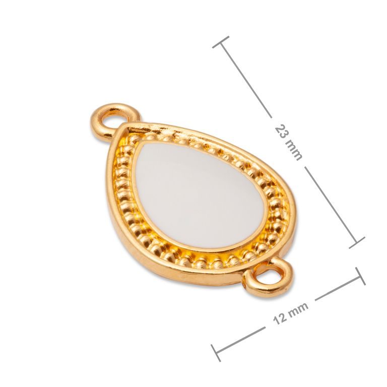 Manumi piesă legătură picătură albă în ramă decorativă 23x12mm placată cu aur