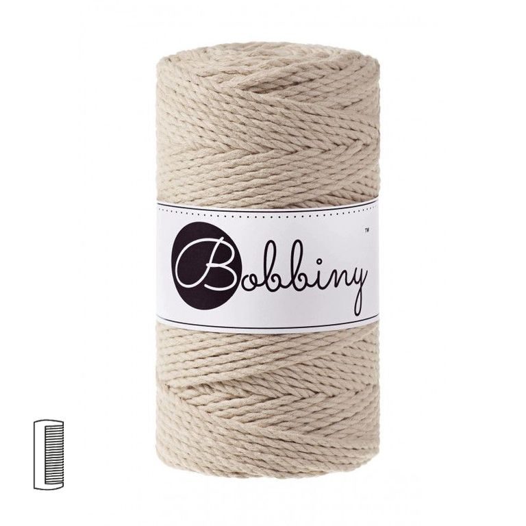 Bobbiny Macramé Rope Regular 3PLY 3mm Beige