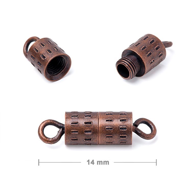 Screw clasp 14mm antique copper