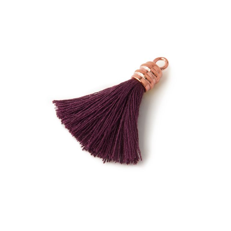 Silver silk tassel rose gold-plated 4cm purple No.747