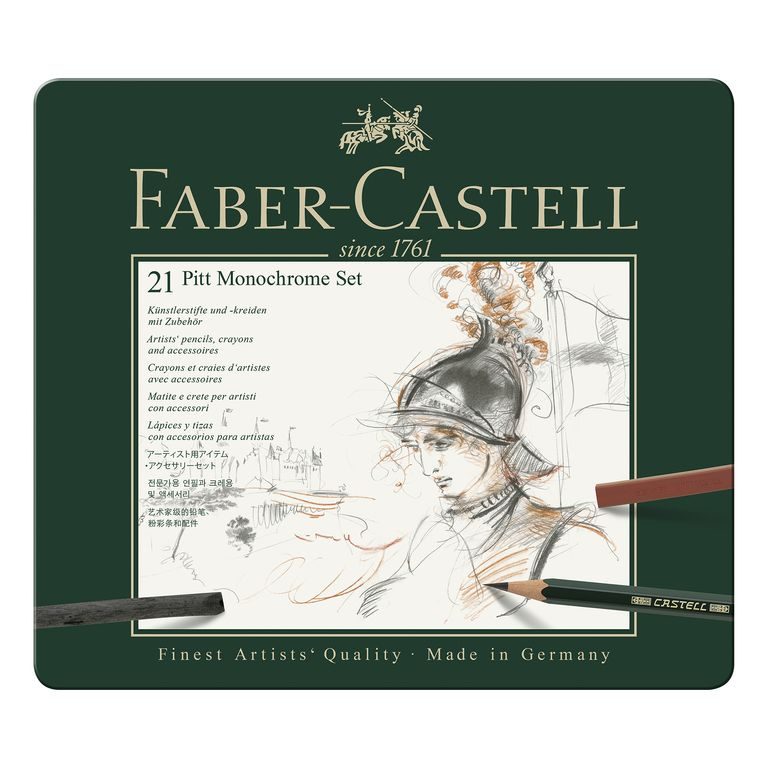 Faber-Castell sada na kreslení Pitt Monochrome v plechové krabičce 21ks