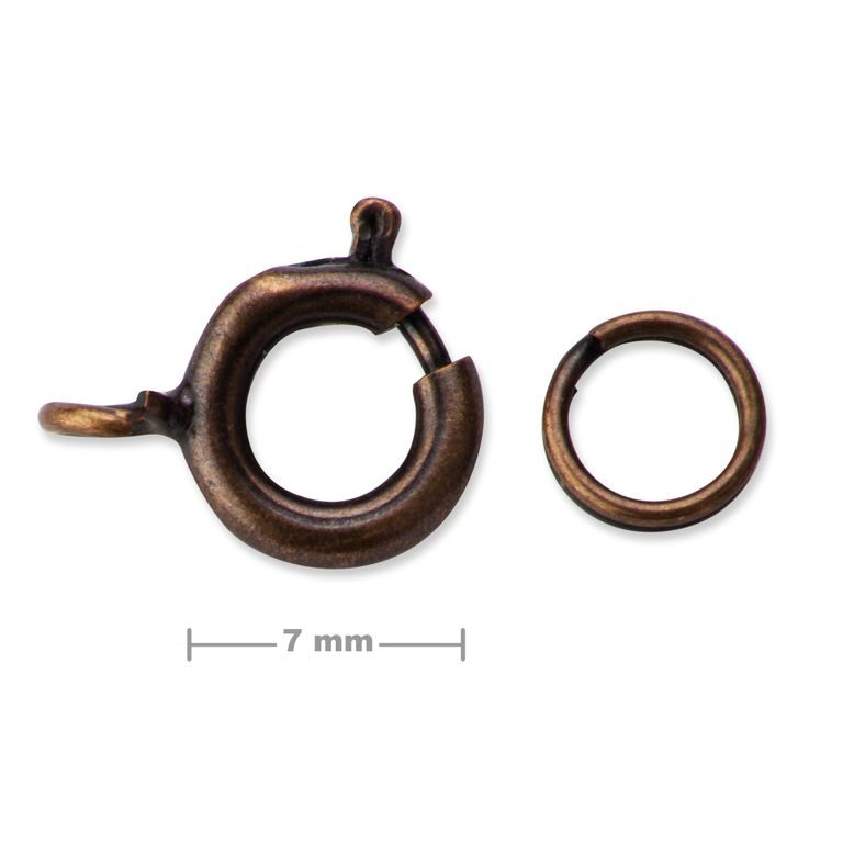 Spring ring clasp 7mm antique copper