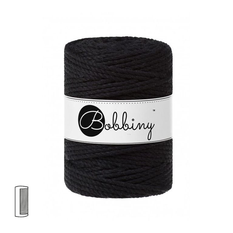 Bobbiny Fir textil Macramé XXL 3PLY 5mm Black