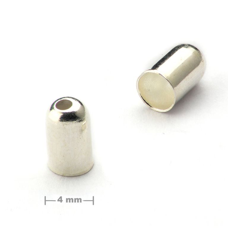 Plain bead cap 4mm silver