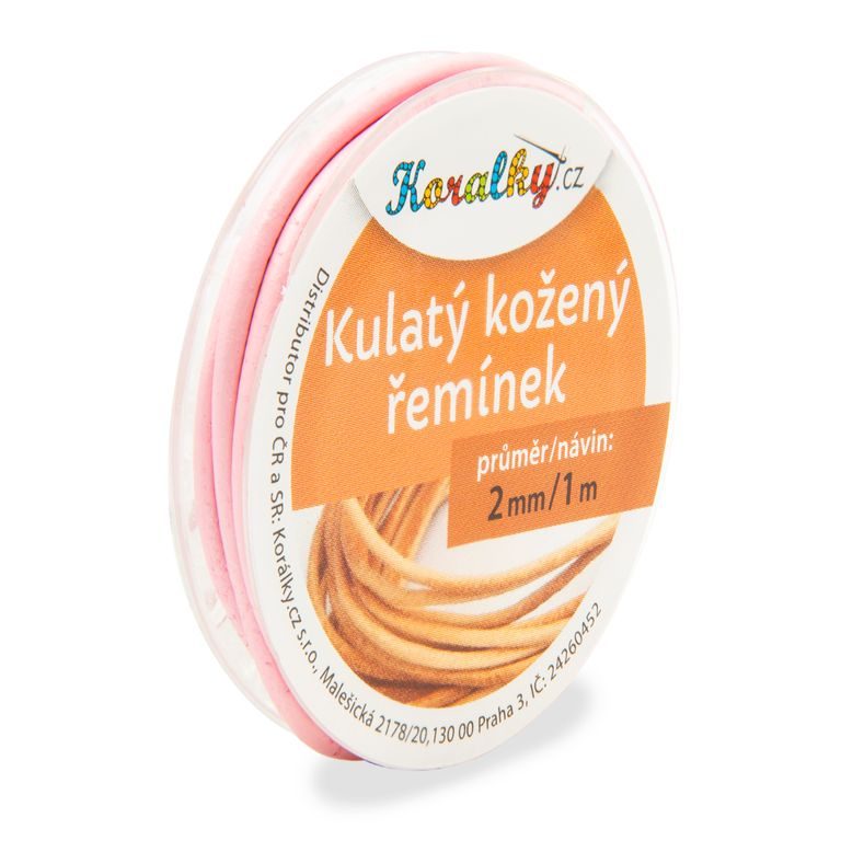 Okrúhly kožený remienok 2mm/1m růžový č.34