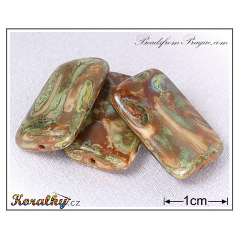 Czech glass Travertin pressed beads No.86