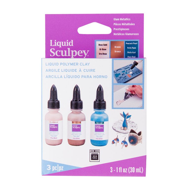 Sculpey liquid polymer clay set 3ks Glam metallic colours