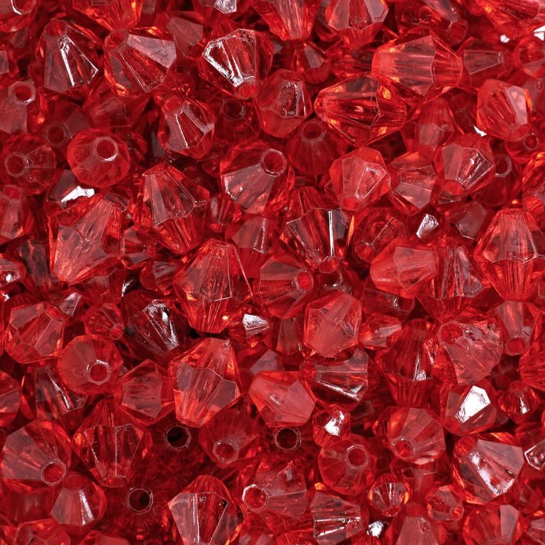 Brúsené akrylové koráliky 4-8 mm červené