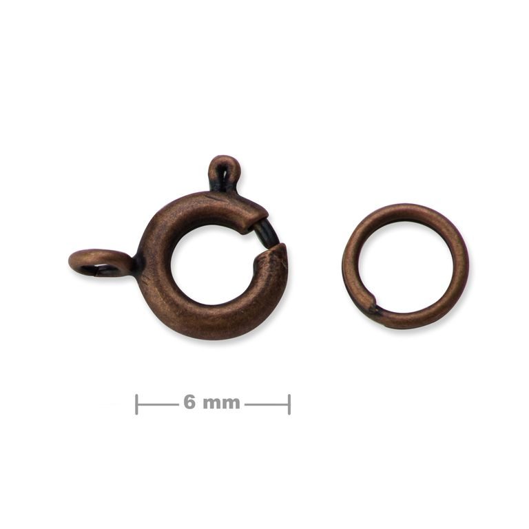 Spring ring clasp 6mm antique copper