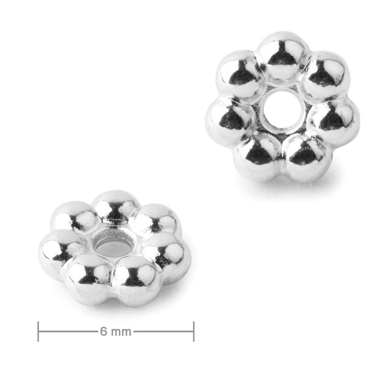 Metal bead spacer flower 6 mm silver