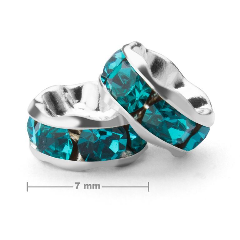 Štrasová rondelka 7mm stříbrná Blue Zircon