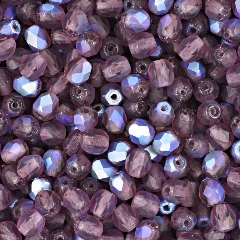 Glass fire polished beads 4mm Matte Amethyst AB