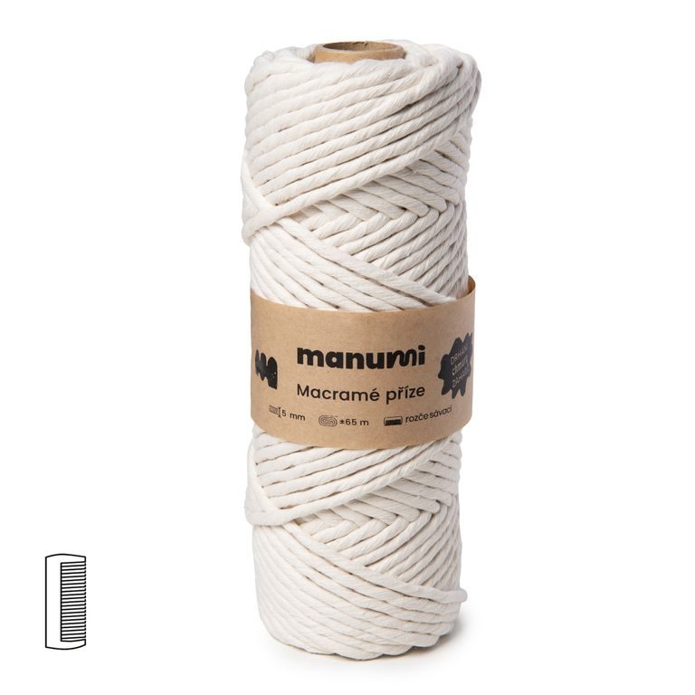 Manumi Fir textil Macramé răsucit 5mm natural