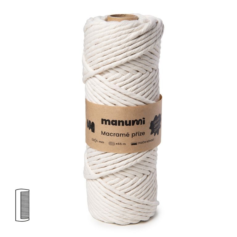 Manumi Macramé příze stáčená 5mm natural