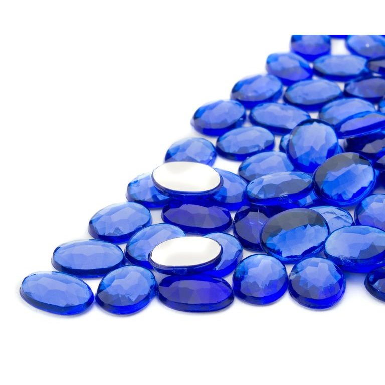 Acrylic glue-on stones oval 6x8mm blue