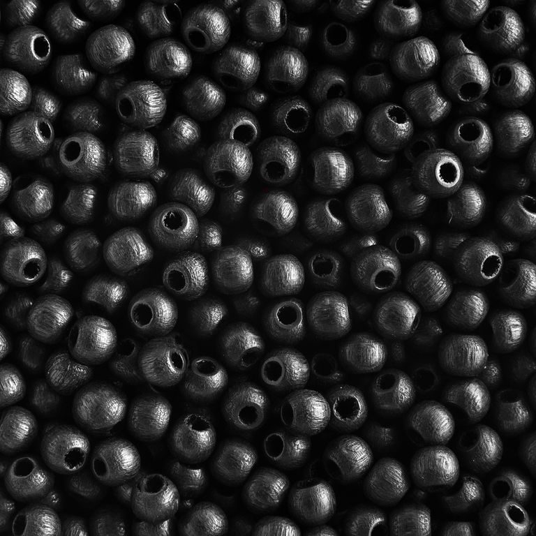 Manumi mărgele rotunde din lemn 4mm negre
