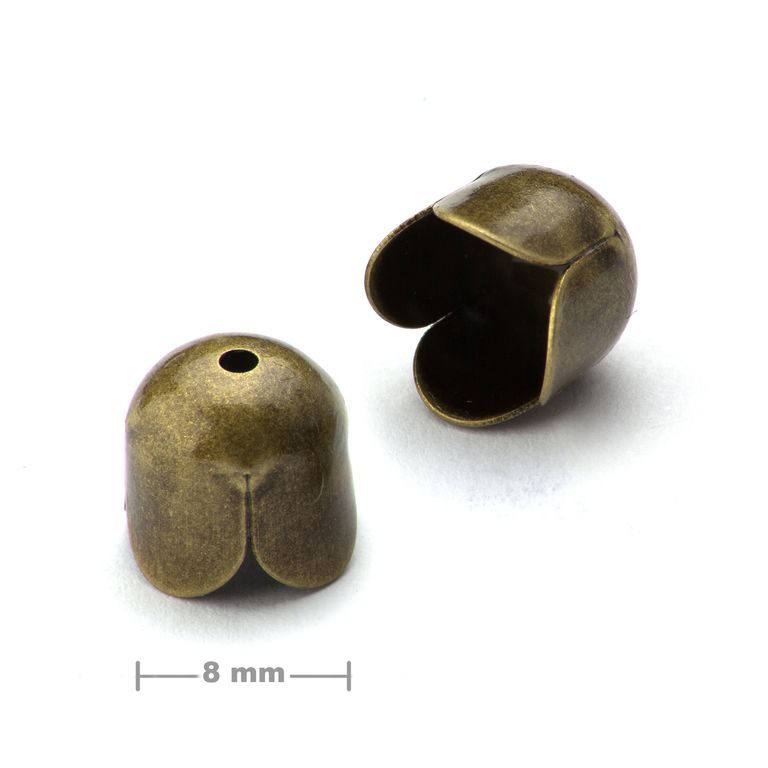 Tulip bead cap 8mm antique brass