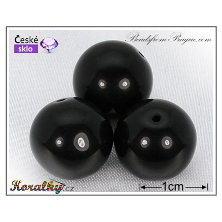 Czech glass pressed bead round 14mm black No.116