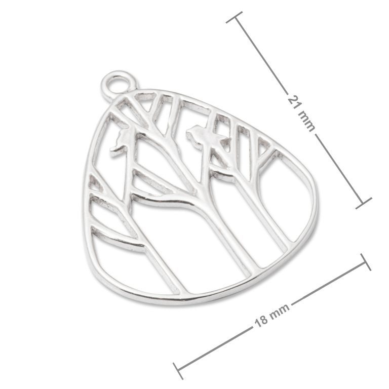 Amoracast přívěsek les v kruhu 21x18 mm stříbrný