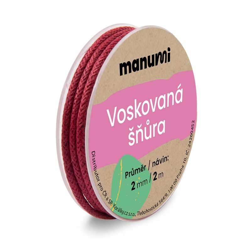 Voskovaná šňůra 2mm/2m bordo