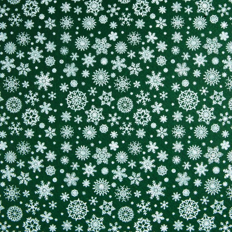Felt Christmas design with snowflakes 1mm dark green