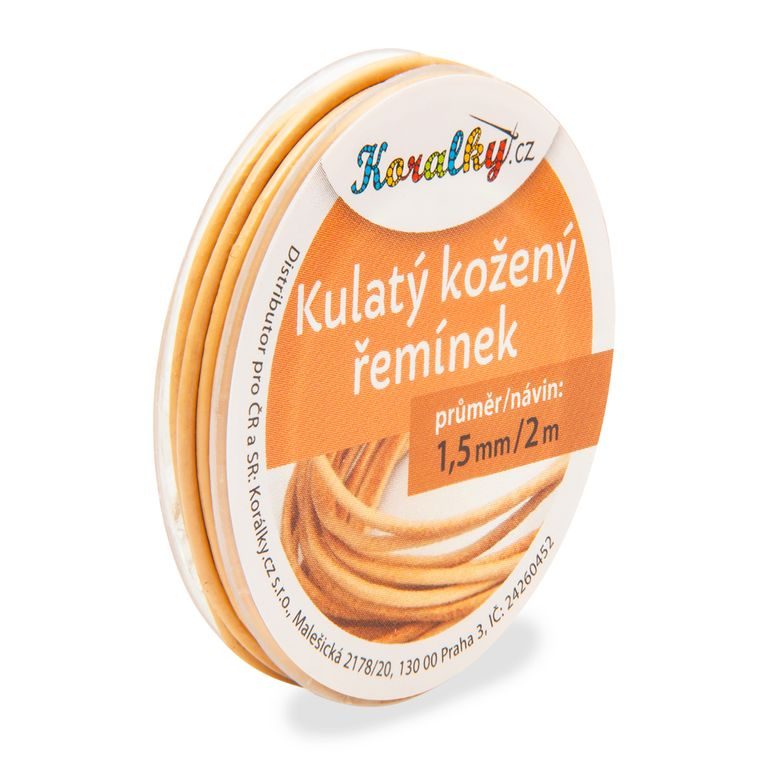 Kulatý kožený řemínek 1,5mm/2m béžový č.26