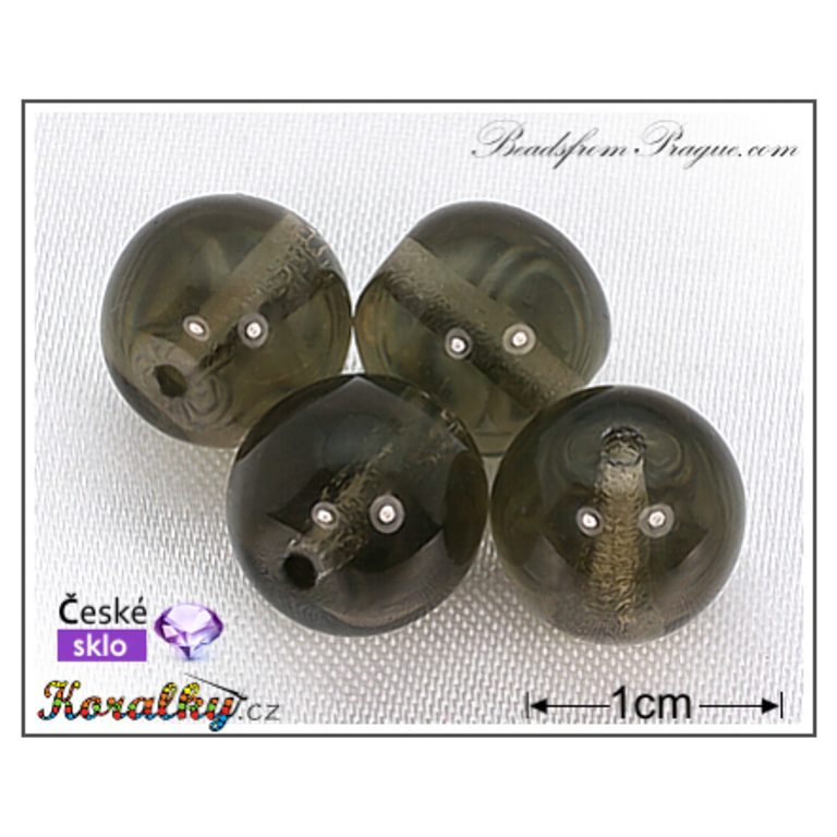 Czech glass pressed bead round 10mm gray transparent No.109
