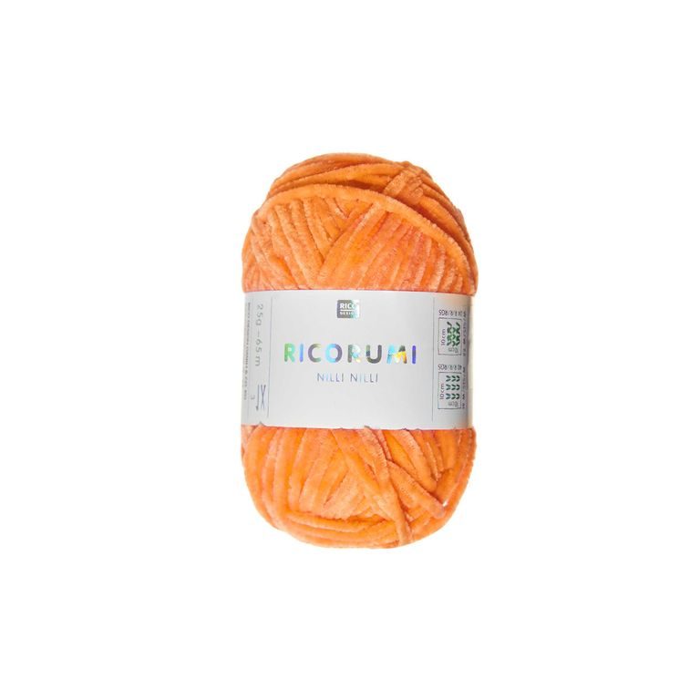 Chenille yarn Ricorumi Nilli Nilli colour shade 029 neon orange