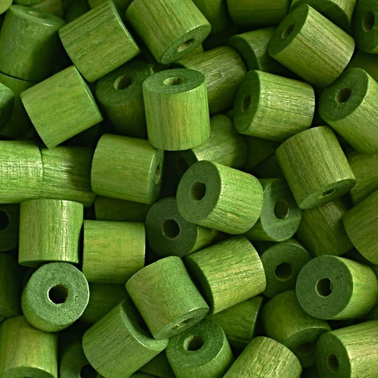 Czech wooden beads cylinder 7x7mm dark green No.176