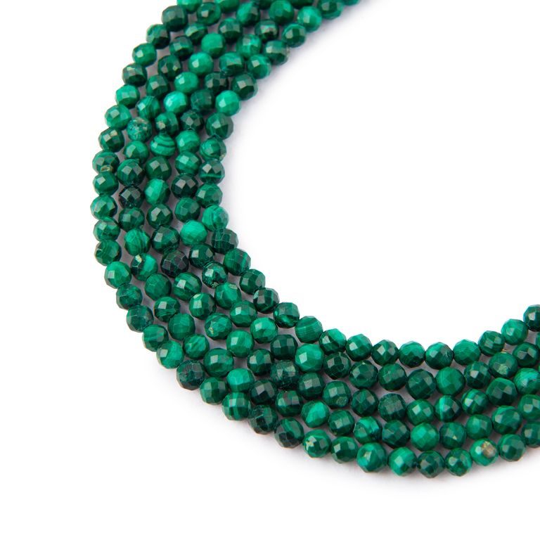 Malachite faceted beads 3mm