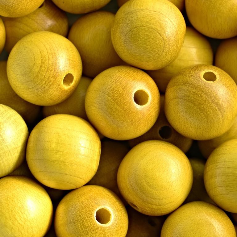 Dřevěné korálky kulička 14mm žlutá