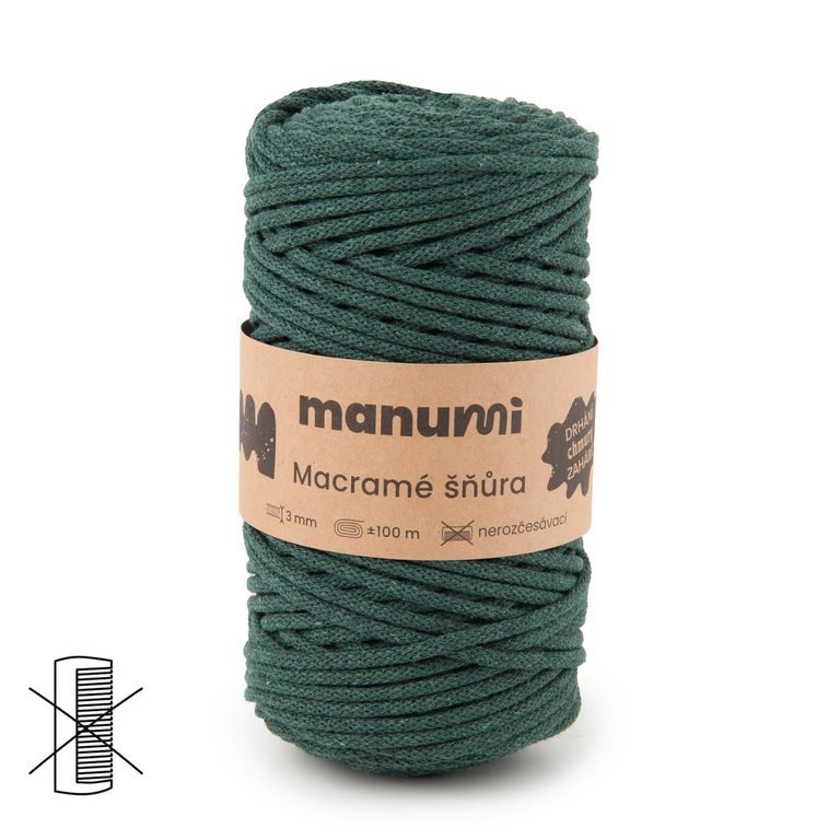 Manumi Macramé šnúra 3mm tmavo zelena