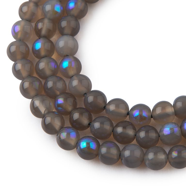 Plated Gray Agate beads 8mm