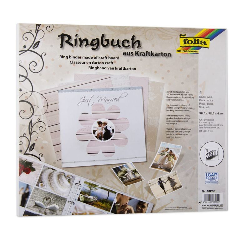 Dosar biblioraft pentru scrapbook din carton kraft 365x325x4cm alb