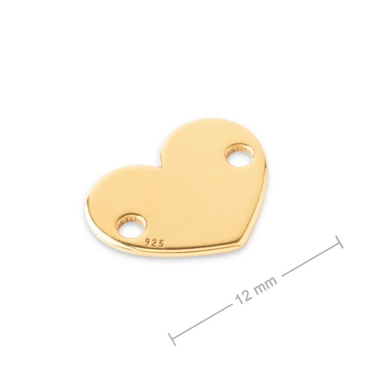 Silver connector heart gold-plated 12mm No.760