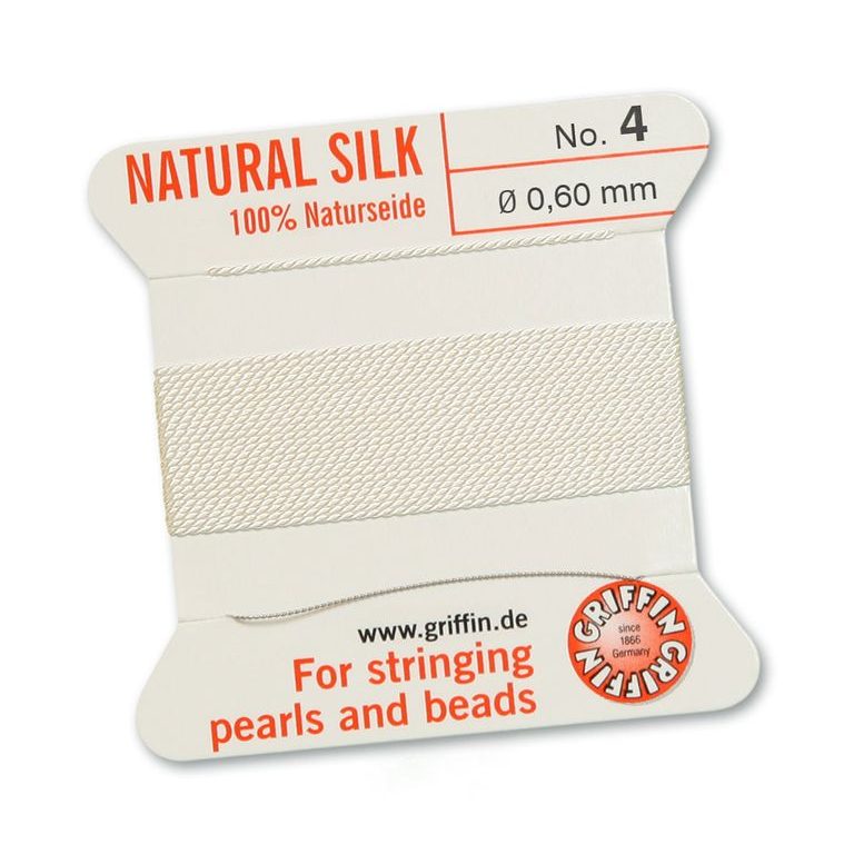 Silk thread with needle 0.6mm/2m white