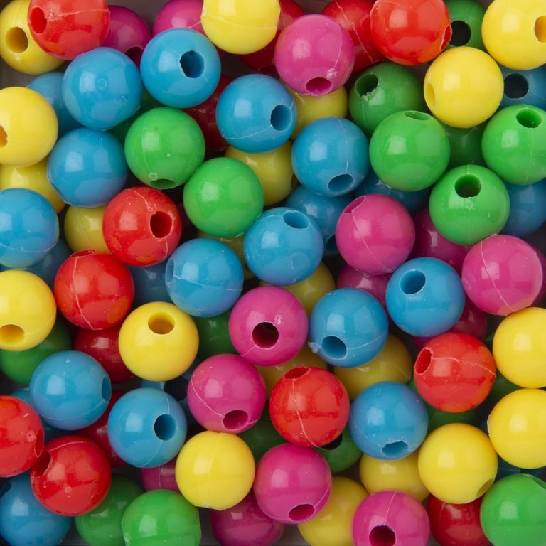 Mix of coloured plastic round beads 12mm