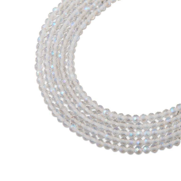 Plated Clear Quartz faceted beads 2mm