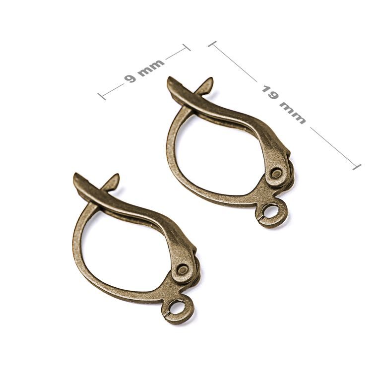 Leverback earring hooks 19x9mm antique brass