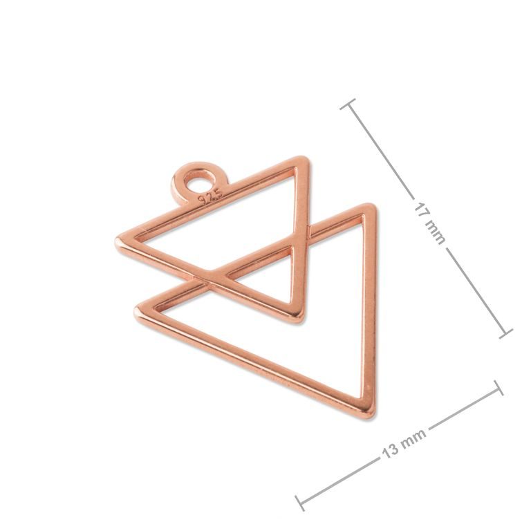 Strieborný prívesok trojuholníky pozlátený ružovým zlatom č.941