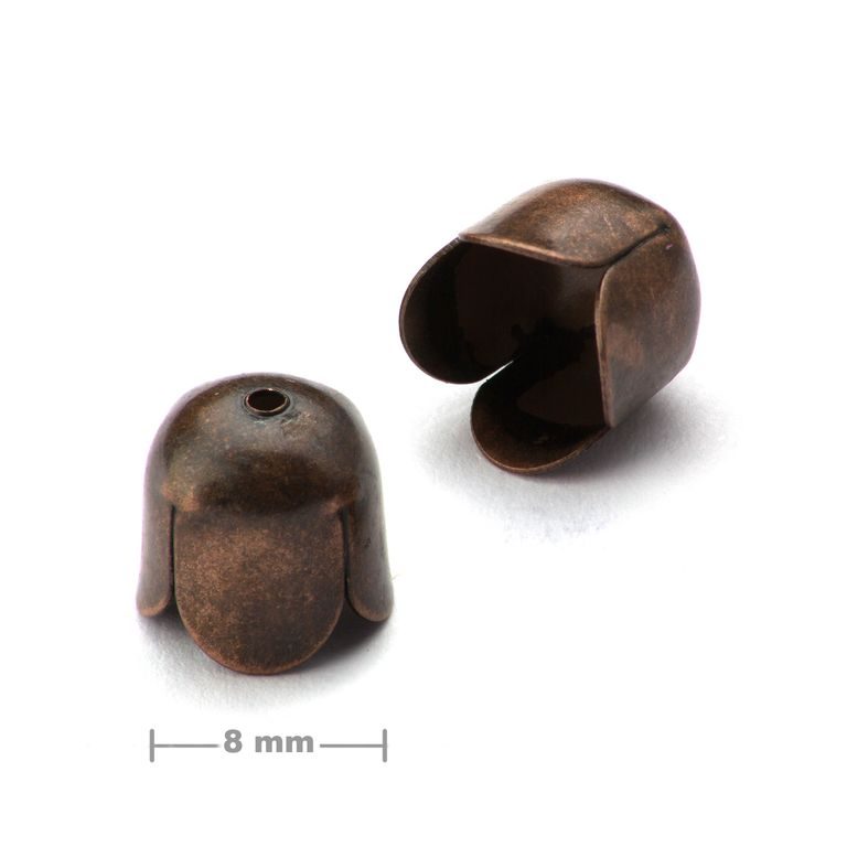 Tulip bead cap 8mm antique copper