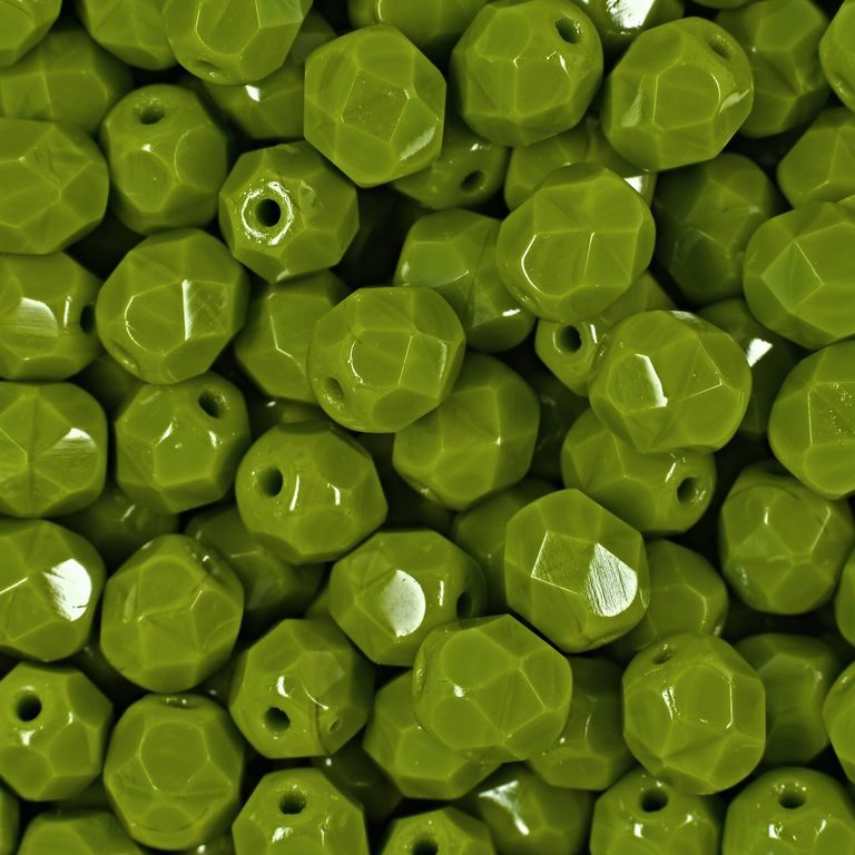 Glass fire polished beads 6mm Opaque Olivine