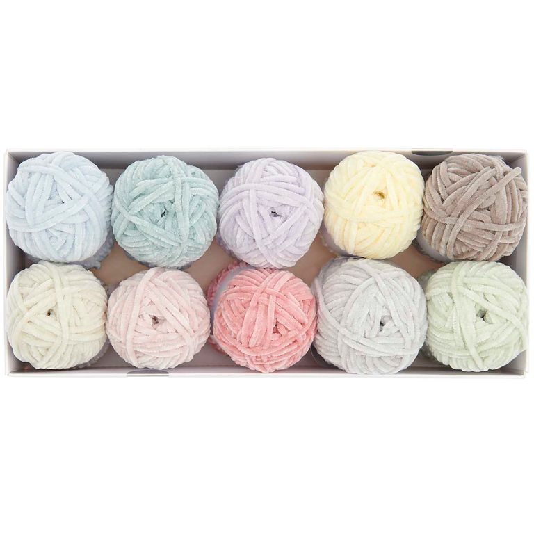 Set of chenille crocheting yarns Ricorumi Nilli Nilli Pastel 10 pcs