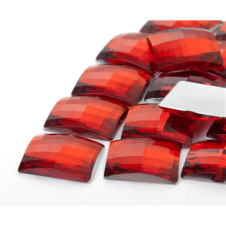 Acrylic glue-on stones square 15mm red