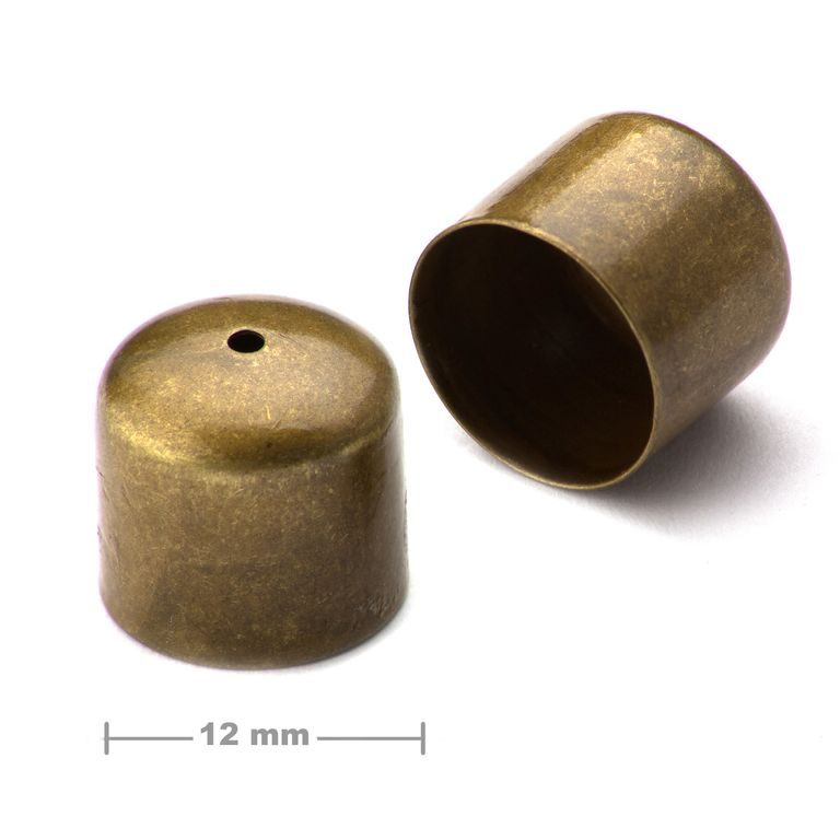 Plain bead cap 12mm antique brass