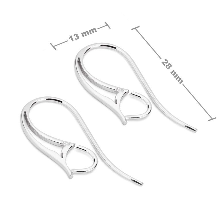 Sterling silver 925 open earring hook 28x13mm No.14