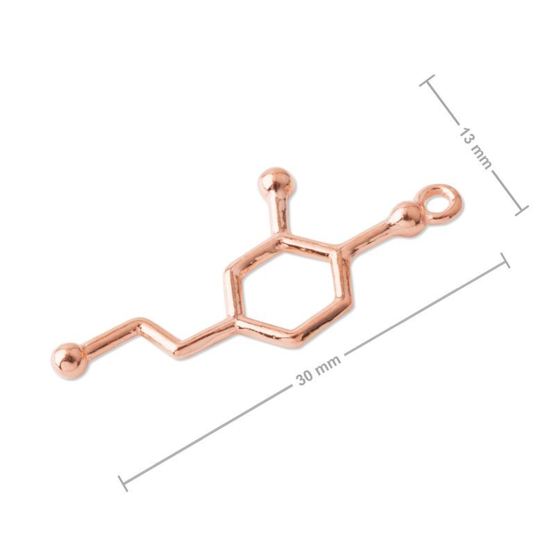 Silver pendant chemical formula dopamine rose gold plated No.980