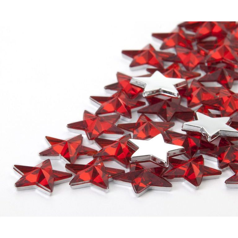 Acrylic glue-on stones star 12mm red