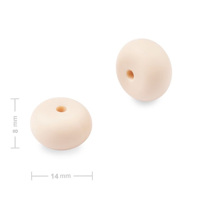 Silicone beads rondelles 14x8mm Cream